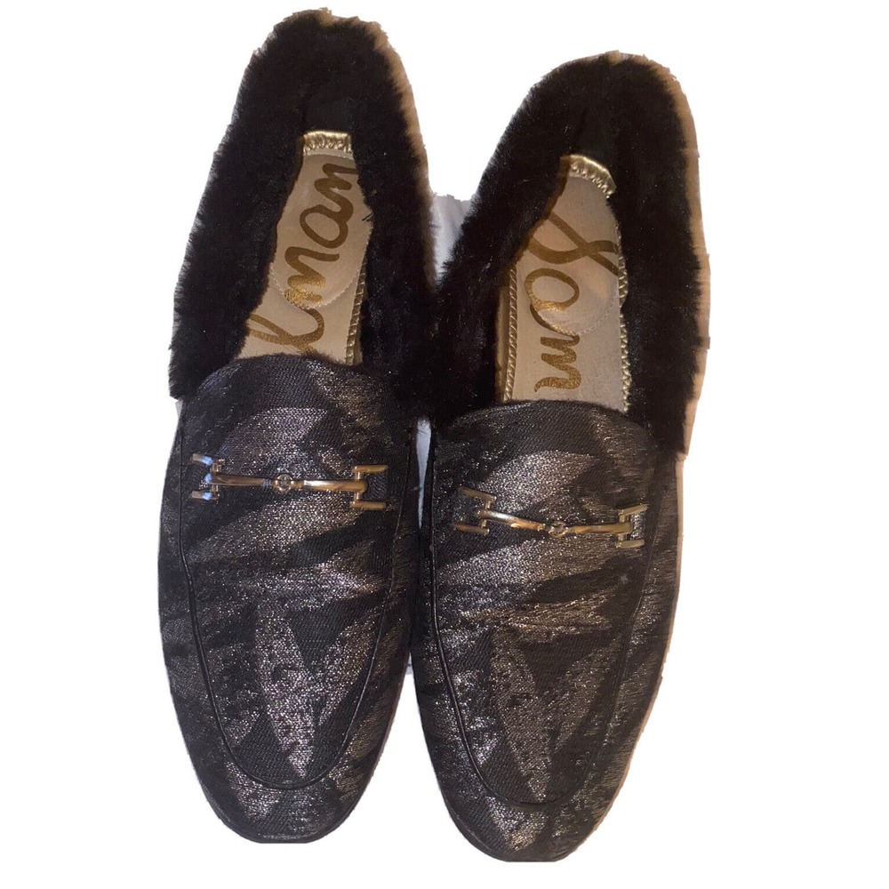 Sam Edelman Loraine Black Fur jacquard Textured Loafer‎ Shoes Size 8 M